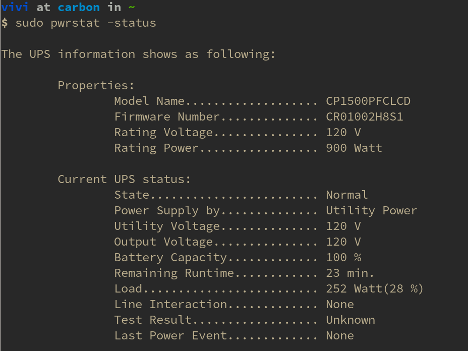 pwrstat -status